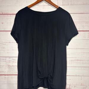 Kaari Blue Black Twist Hem Crew Neck Tee Size XL